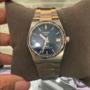 Tissot PRX with Textured Blue Dial and Silver Bracelet